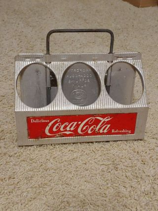 1950s Vintage Coca Cola 6 - Bottle Metal Carrier With Handle