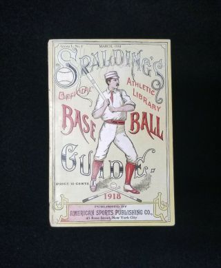 1918 Spalding Guide Antique Baseball Official Athletic Library Vtg Book Vg (mk)