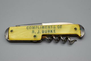 Vintage Advertising Pocket Knife From R.  J Burke Products,  Chicago,  Il 2 1/2 " L