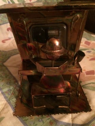 Vintage Copper/ Tin Wind Up Musical Man Playing Entertainer On Piano