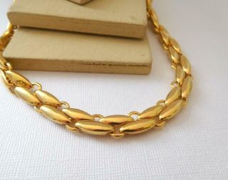 Vintage Avon Yellow Gold Tone Modernist Link Retro Mod Chain Necklace I20