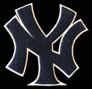 York Yankees Mlb Baseball Large 9.  5 " Chenille Navy Blue Ny Logo Team Patch