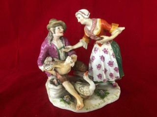 Fine Antique Meissen Porcelain Deal With Goose Figure Group.  No 720.