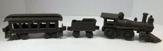 Vintage Cast Iron 3 Piece Train Set 18” Total With 475 Coal Cart
