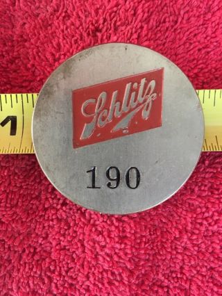 Vintage Metal Schlitz Beer Brewery Employee Id Number Badge Pin Pinback Tampa Fl
