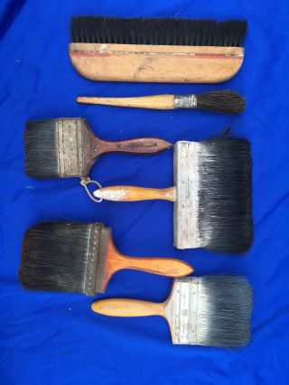 Vintage Set Of Old Horsehair Paint Stucco Brushes Whiting Osborn Wooster
