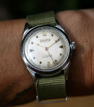 Vintage Helvetia Cal 836 17j Military Automatic Swiss Watch Exhibition Run