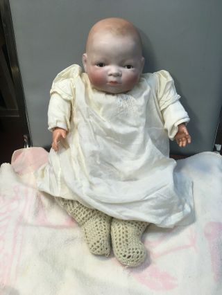 Grace Putnam Bye - Lo Baby Antique Bisque Head Doll Blanket / Outfit 16”