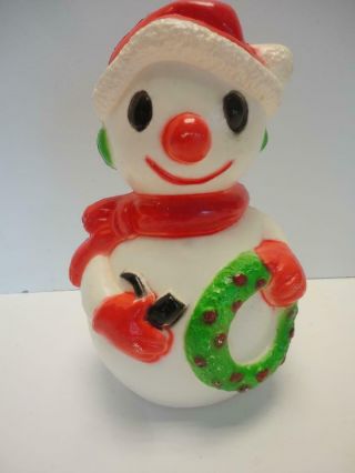 Vintage Christmas Blowmold Snowman With Pipe By Union Products 10 " - 11 " Tall