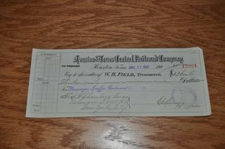 1907 Railroad Bank Check Houston & Texas Central Railroad Co To Dl&w Rr Tx