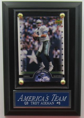 Troy Aikman Dallas Cowboys Card Plaque With Easel For Your Man Cave Decor