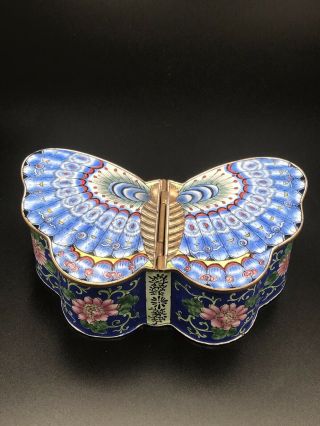 Fine Chinese Canton Enamel Butterfly Box