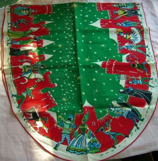 Vintage Christmas Table Runner Caroling In The Village 48 " X22 " Tree Skirt