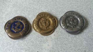 Set Of Three Vintage Boys Brigade/ Life Boys Silver - Gold - Blue Enamel Badges