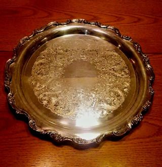 Wm Rogers Eagle Star Ornate Serving Tray Platter Silver Plate 14.  5 "