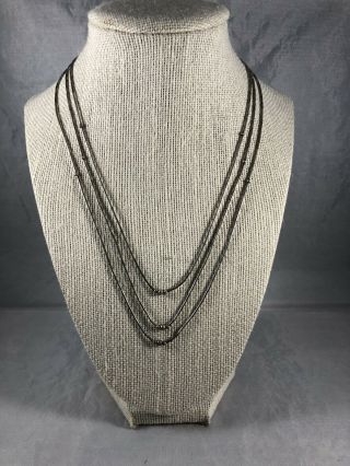Vintage Liquid Sterling Silver Three Strand Necklace 17” Long