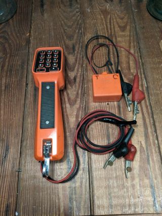 Orange Telephone Butt Test Set At&t Linesman Phone Line Tester Vintage