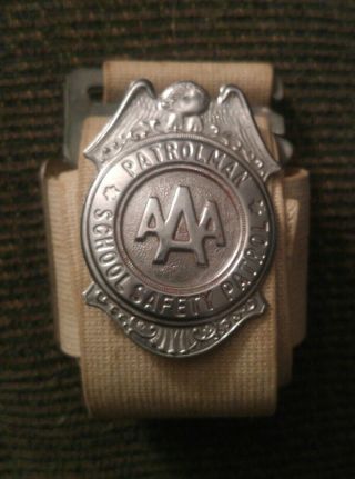 Vintage Aaa School Safety Patrol Patrolman Badge With Adjustable Belt 1960 