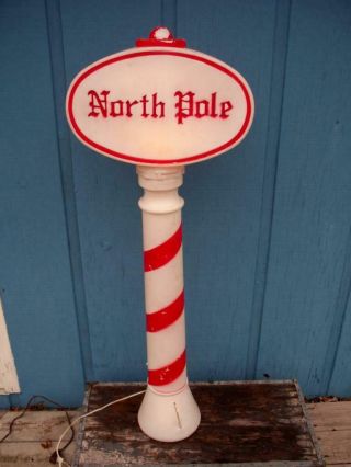 Vintage Christmas North Pole Sign Blow Mold Illuminated Union Products