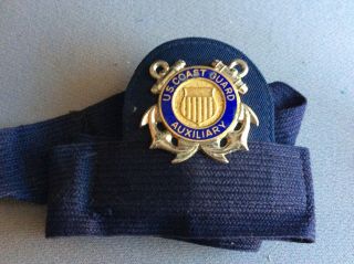 Vintage Us Coast Guard Auxiliary Badge Bandanna Hat Insignia Pin