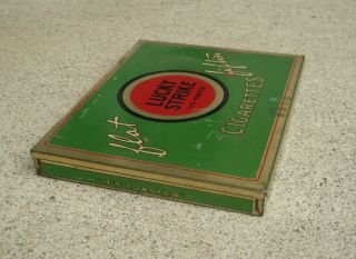 Vintage Lucky Strike Cigarette Metal Tin Flat Fifties Old Tobacco 5.  5 