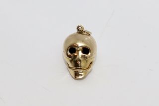 A Cool Vintage 9ct Yellow Gold Novelty Articulated Skeleton Face Charm Pendant