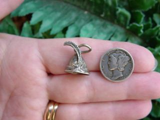 Vintage 835 Silver - Robin Hood Hat With Feather Charm - Tyrolean Alpine Hat ?