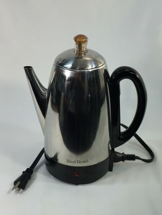 Vtg 54159 West Bend Stainless Steel 12 - Cup Coffee Percolator Perfectly