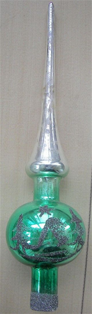 Vintage Mercury Glass West German 10 1/2” Christmas Tree Topper Larissa Box