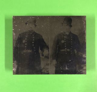 Antique Police Department Officers Photo Negative Wood Printing Type Rare