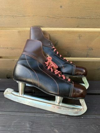 Vintage 1950’s Leather Ice Hockey Skates Size 8
