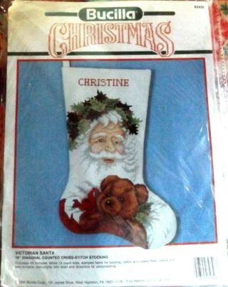 Vintage Bucilla Victorian Santa Counted Cross Stitch Kit