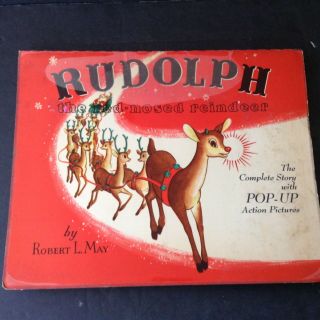 Vintage 1950 Christmas Book Rudolph The Red Nosed Reindeer Pop - Up By Robert May
