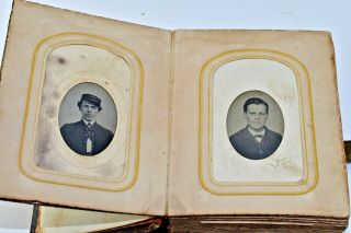 Antique Civil War Era Family Photo Album 35 CDV & TINTYPES Abe Lincoln & Family 3