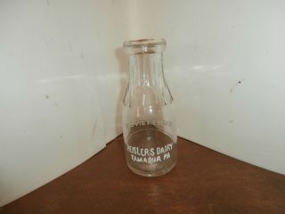 Vintage Heislers Dairy Pint Milk Bottle,  Tamaqua,  Pa Jim Thorpe,  Lehighton
