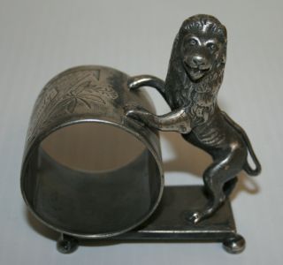 Victorian Silver Plated Napkin Ring Standing Lion Meriden Britannia Co 153