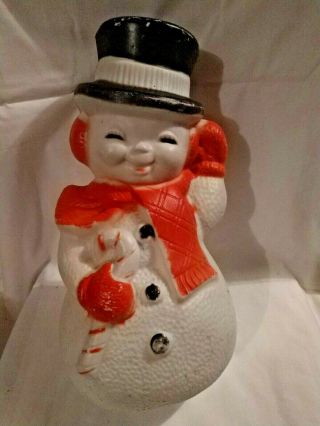 Vintage 1960’s 13” Blow Mold Snowman W/ Red Scarf (poloron Pixie?) - No Cord