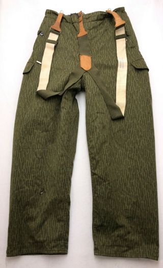 Pr126 Vtg 50s Sturm German Military Lined Pants Suspenders Bib Camo Sz Xs 28x28