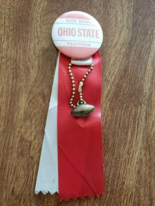 Vintage Ohio State Rose Bowl Pasadena Pin With Ribbon And Football