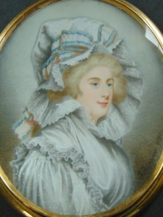C.  1790 Antique Painting - Miniature Portrait By John Hoppner