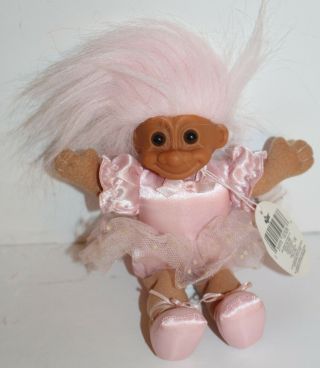 Russ Troll Doll Tu Tu Figure Vintage Russ Berrie Beanbag Stuffed 9 " Pink