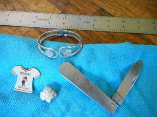 Vintage Group Of Girl Scout Items,  Boker Knife,  Pin,  Bracelet,  And Bonus Brownie