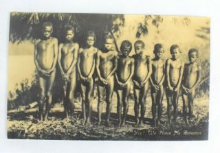Vtg Rppc Real Photo Postcard - Fiji Islands - Native Boys - We Have No Bananas