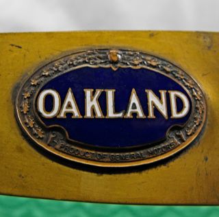 Antique Oakland Motor Car Co.  Bronze Letter Opener Enamel Radiator Emblem Gm Ex