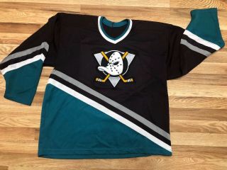 Anaheim Mighty Ducks Vintage Ccm Nhl Center Ice Jersey Sz Xl Bin B Euc