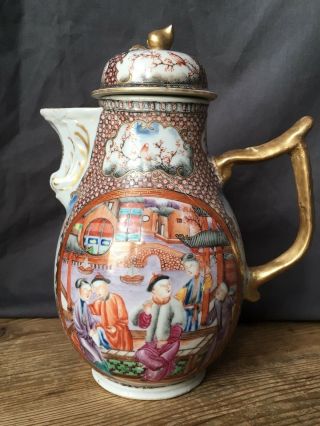 Antique 18th C Chinese Export Porcelain Coffee Pot,  C.  1750,  H 9 Inch