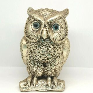 Vintage Gold Tone Owl Ceramic Figure Lenwile Ardalt Artware Japan Halloween 9 "