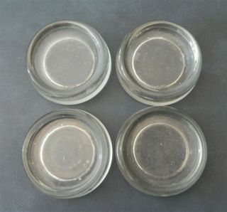 Set Of 4 Heavy Glass Furniture Coasters Casters Vintage Early 20th Century
