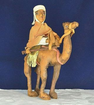 Old Leather Man Camel Doll Stuffed Figure Arabic Moroccan Folk Art Vintage