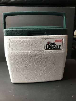Vintage 1982 Oscar Cooler By Coleman Dark Green And White Model 5274